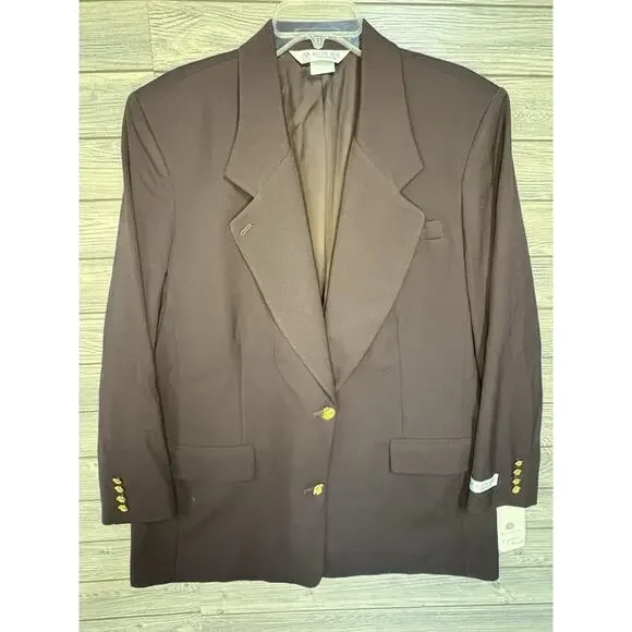 NWT AUSTIN REED Womens 18W 100% Worsted Wool Chocolate Brown Blazer Vintage - Picture 2 of 14